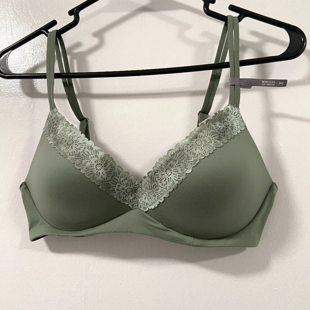 Aerie Green Ombre Real Sunnie Lace Demi Push Up Bra